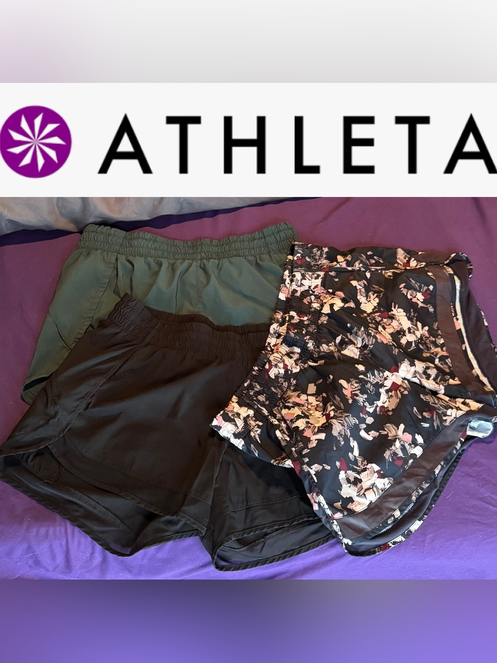 Athleta Women’s Athletic Shorts Trio: Mesh Racer Run Mid rise 4”